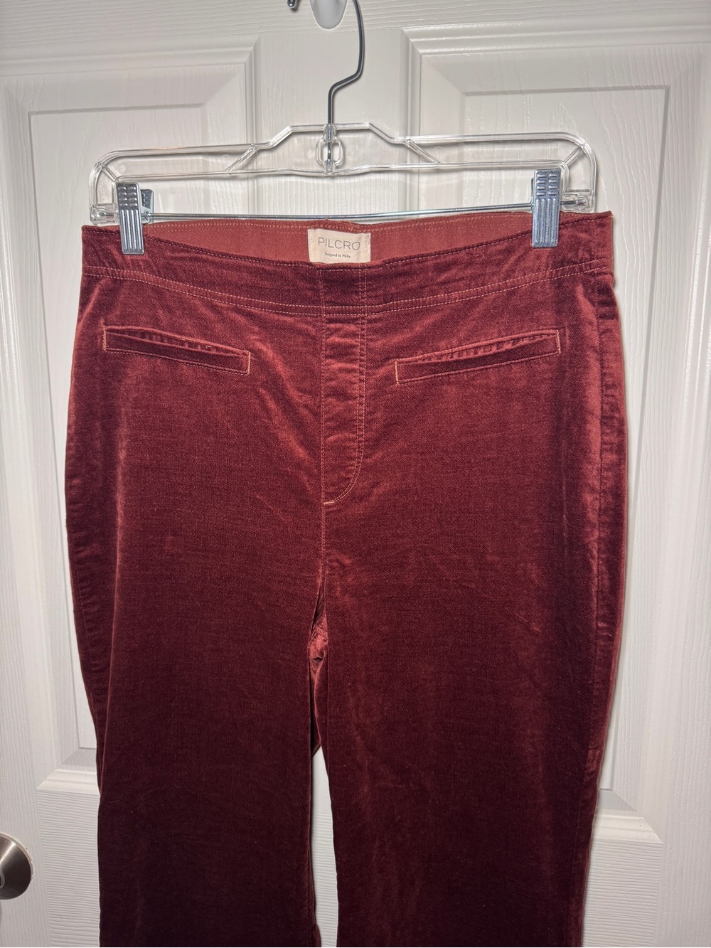 Pilcro Pull-On Mid-Rise Retro Flare Velvet Jeans - Picture 6 of 14
